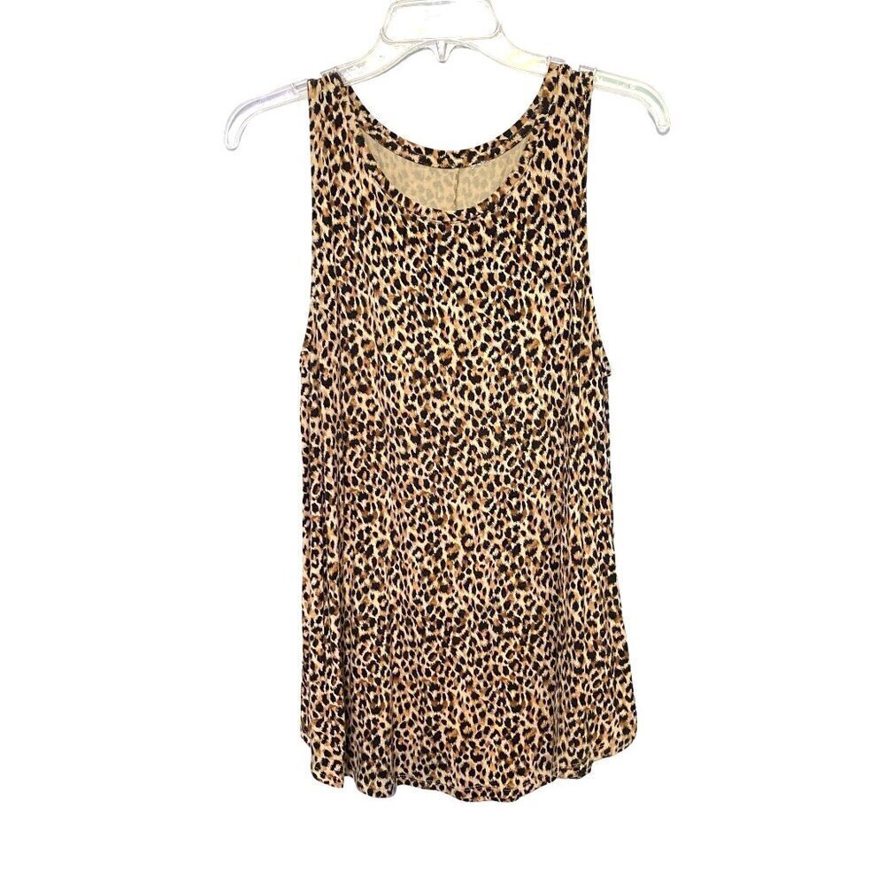 Banana Republic Leopard Tank Top Fit & Flare Rounded Hem Women’s Size Large